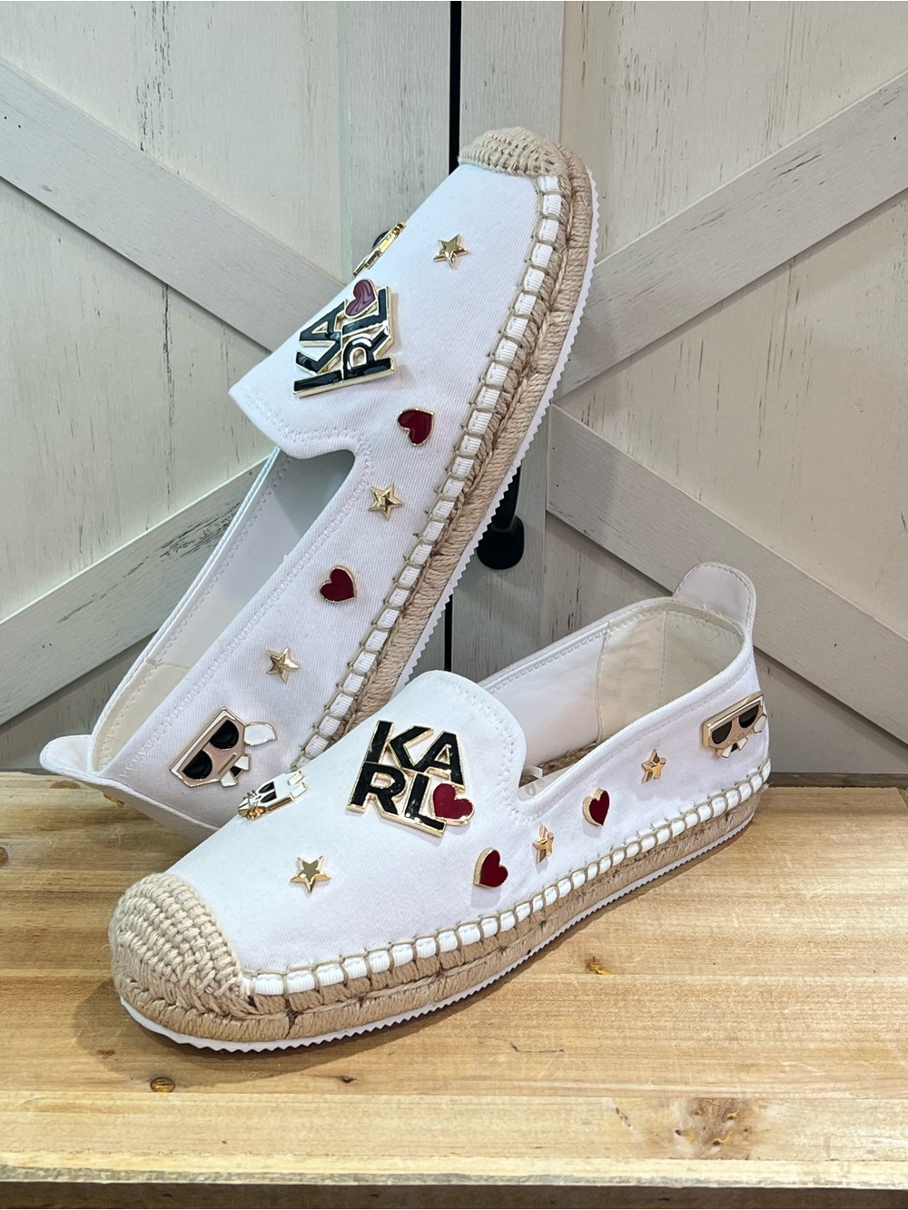 KARL LAGERFELD PARIS  Malvie Espadrille Flat Size 7.5 NEW